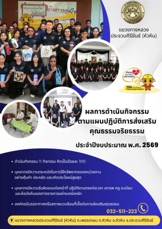 รายงานผลการดำเนินกิจกรรม ตามแผนปฏิบัติการส่งเสริมคุณธรรมจริยธรรม  ประจำปีงบประมาณ พ.ศ.2569